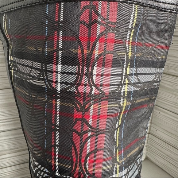 COACH CHRISSI  SIGNATURE leather BLACK MULTI TARTAN TALL BOOTS - Picture 5 of 8